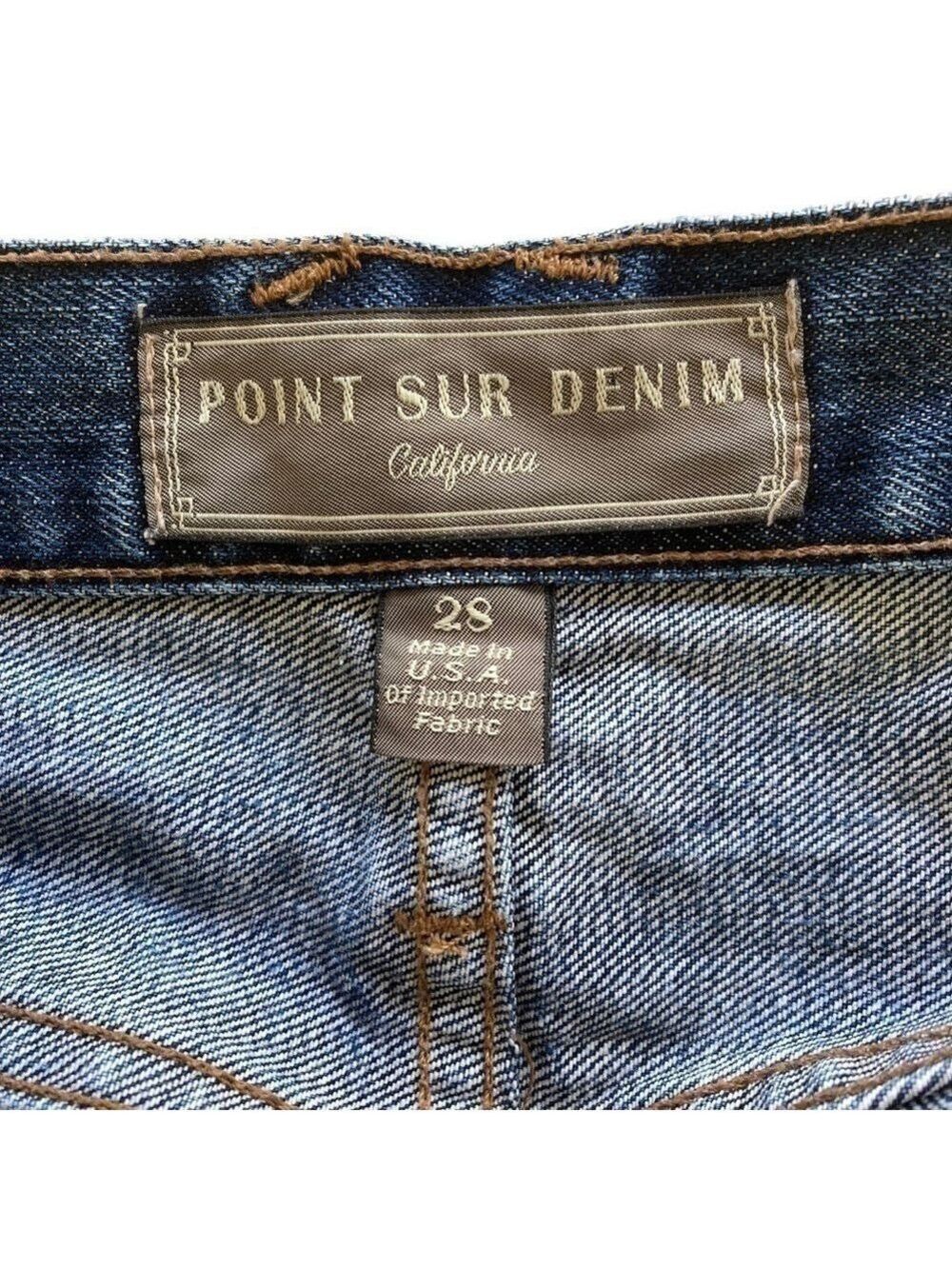Point Sur Shoreditch Straight Leg Raw Hem Denim Jeans Patch Distressed sz 28 - Picture 12 of 15